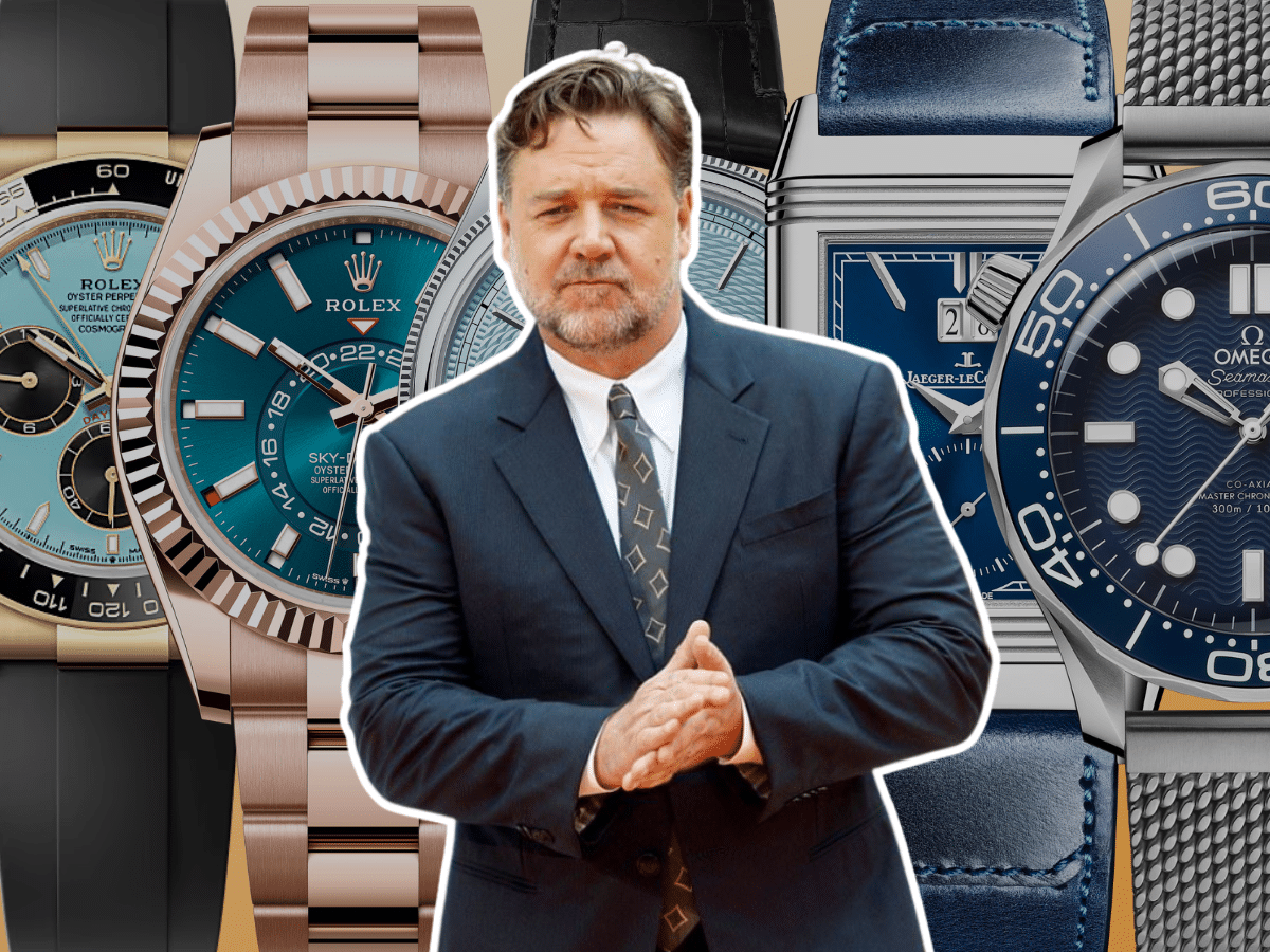 Russell Crowe Horology Collection Revealed via Secret TikTok Account Under Indoor Garden Party Banner