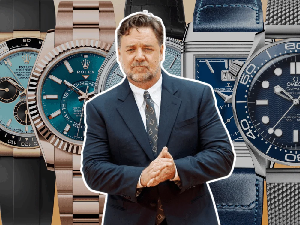 Russell Crowe Horology Collection Revealed via Secret TikTok Account Under Indoor Garden Party Banner