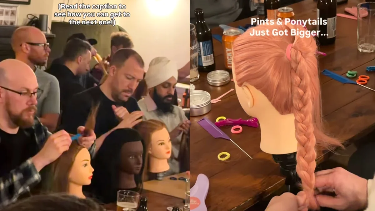 London Fathers Exchange Pints for Plaits in Viral Hair Braiding Workshop at Lucky Saint Pub