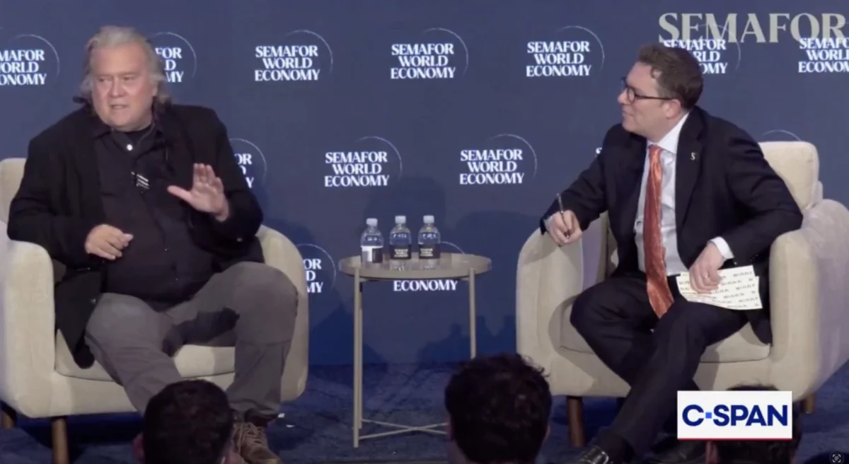 Steve Bannon Challenges Global Elites at World Economy Summit Amid Crowd Laughter Over Texas Sharia Law Proposal