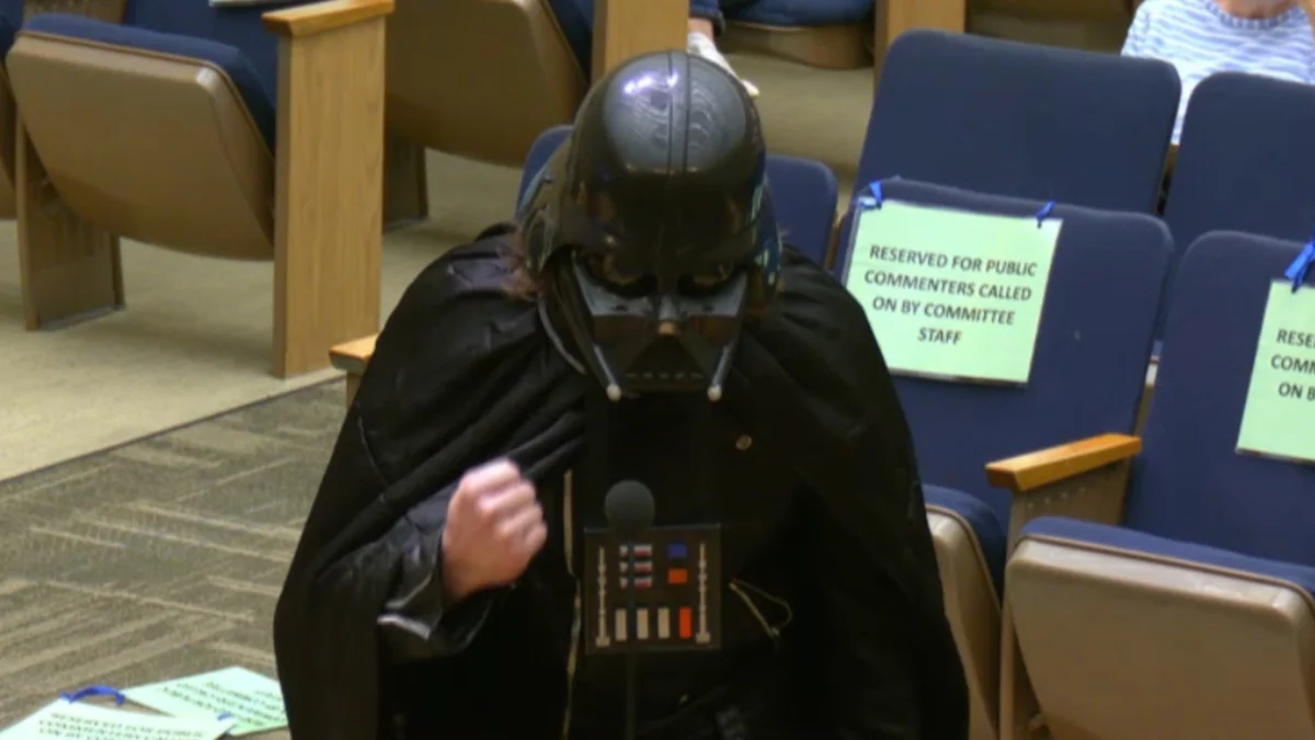 Darth Vader Appears Before San Diego City Council to Satirize Surveillance Expansion and Police Funding