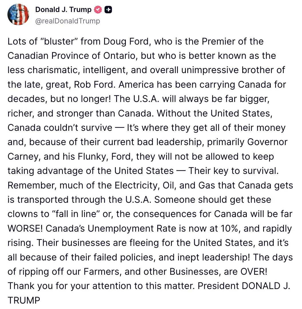 Trump Escalates Trade War with Personal Attacks on Ontario Premier Doug Ford Amid Rising Tariff Tensions