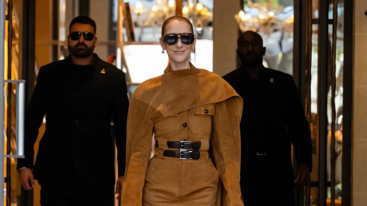 Celine Dion Commands Parisian Streets in Sculptural Ferragamo Ensemble