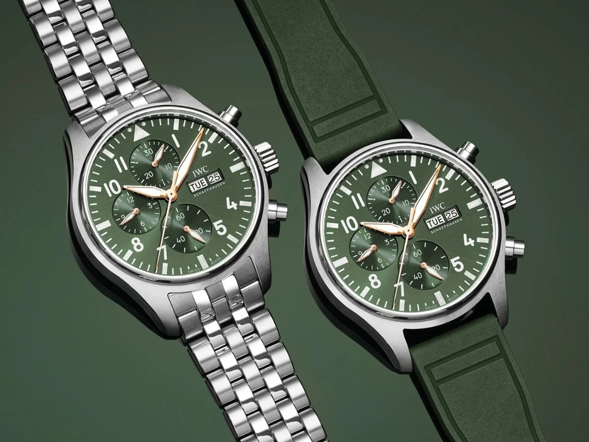 IWC Pilot’s Watch Chronograph Ref. IW378008 Offers Unprecedented Versatility with Dual Strap Configuration and Vivid Olive-Green Aesthetic
