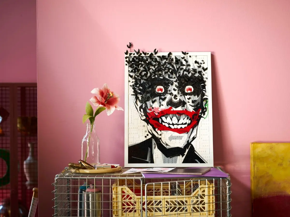 LEGO Art The Joker Wall Art Comic Cover Reimagines Iconic Detective Comics 880 in 3D Brick Form
